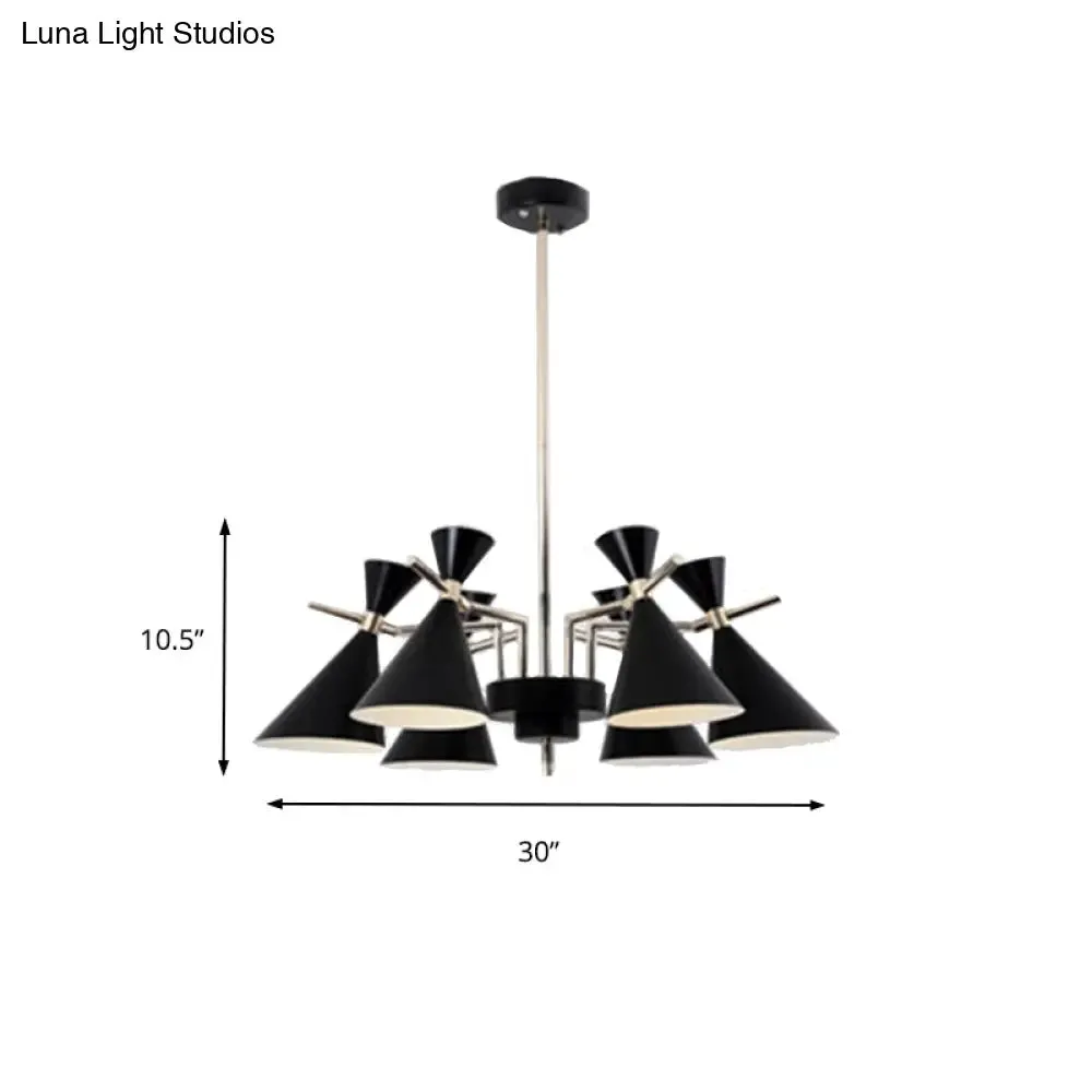 Nordic Bi-conical Pendant Chandelier - 3/6 Lights - Black/White/Pink - Dining Room Lighting Fixture