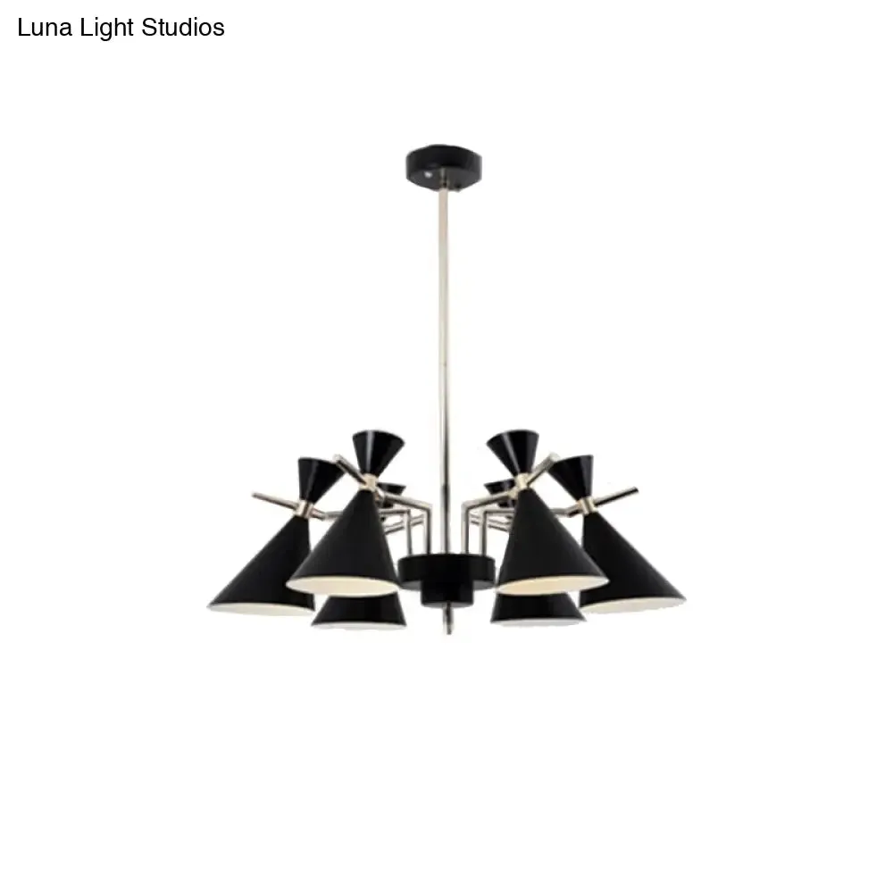 Nordic Bi-conical Pendant Chandelier - 3/6 Lights - Black/White/Pink - Dining Room Lighting Fixture