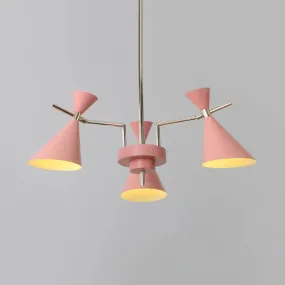 Nordic Bi-conical Pendant Chandelier - 3/6 Lights - Black/White/Pink - Dining Room Lighting Fixture