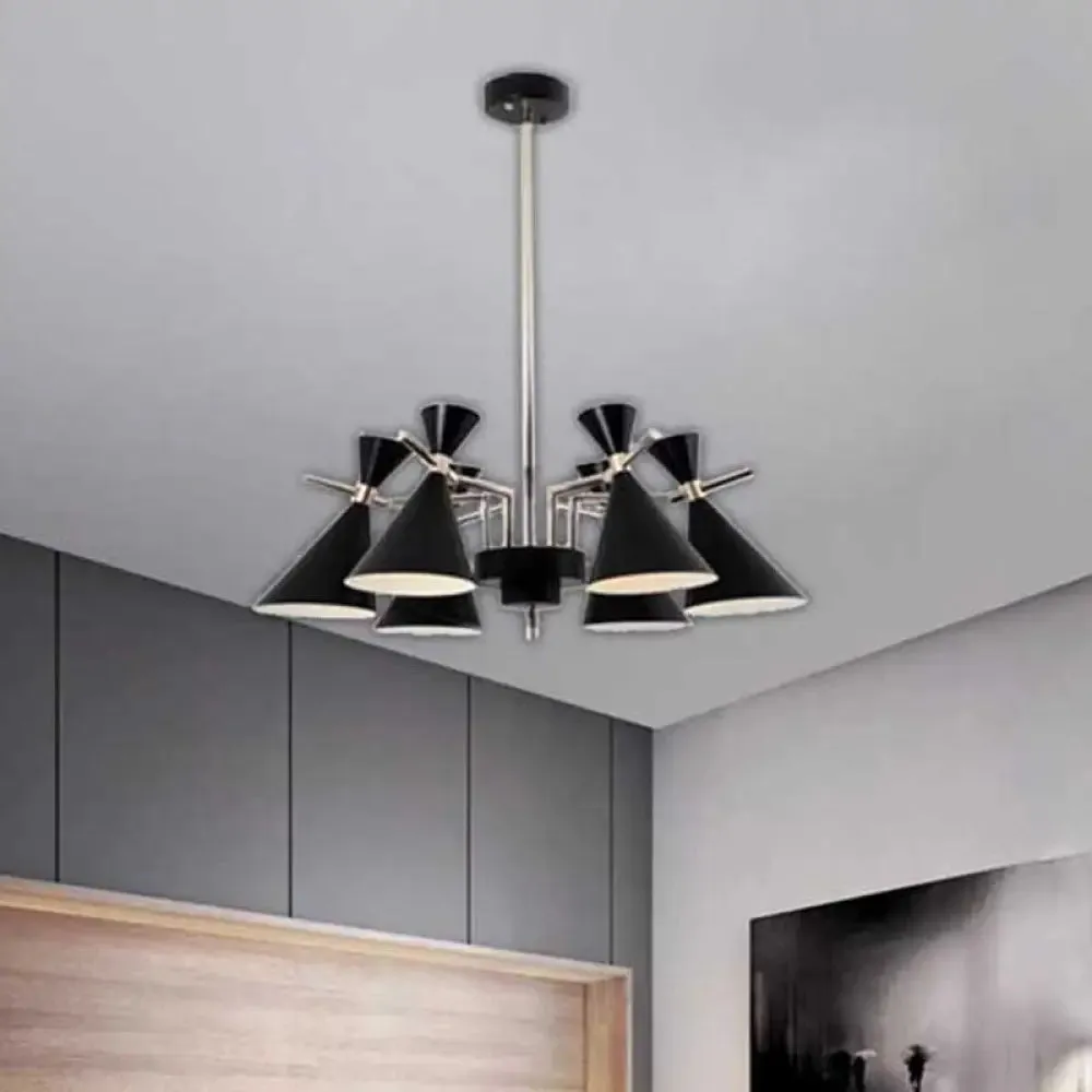 Nordic Bi-conical Pendant Chandelier - 3/6 Lights - Black/White/Pink - Dining Room Lighting Fixture