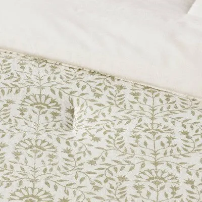 Open Box - King Traditional Vine Printed Cotton Comforter & Sham Set Green - Threshold