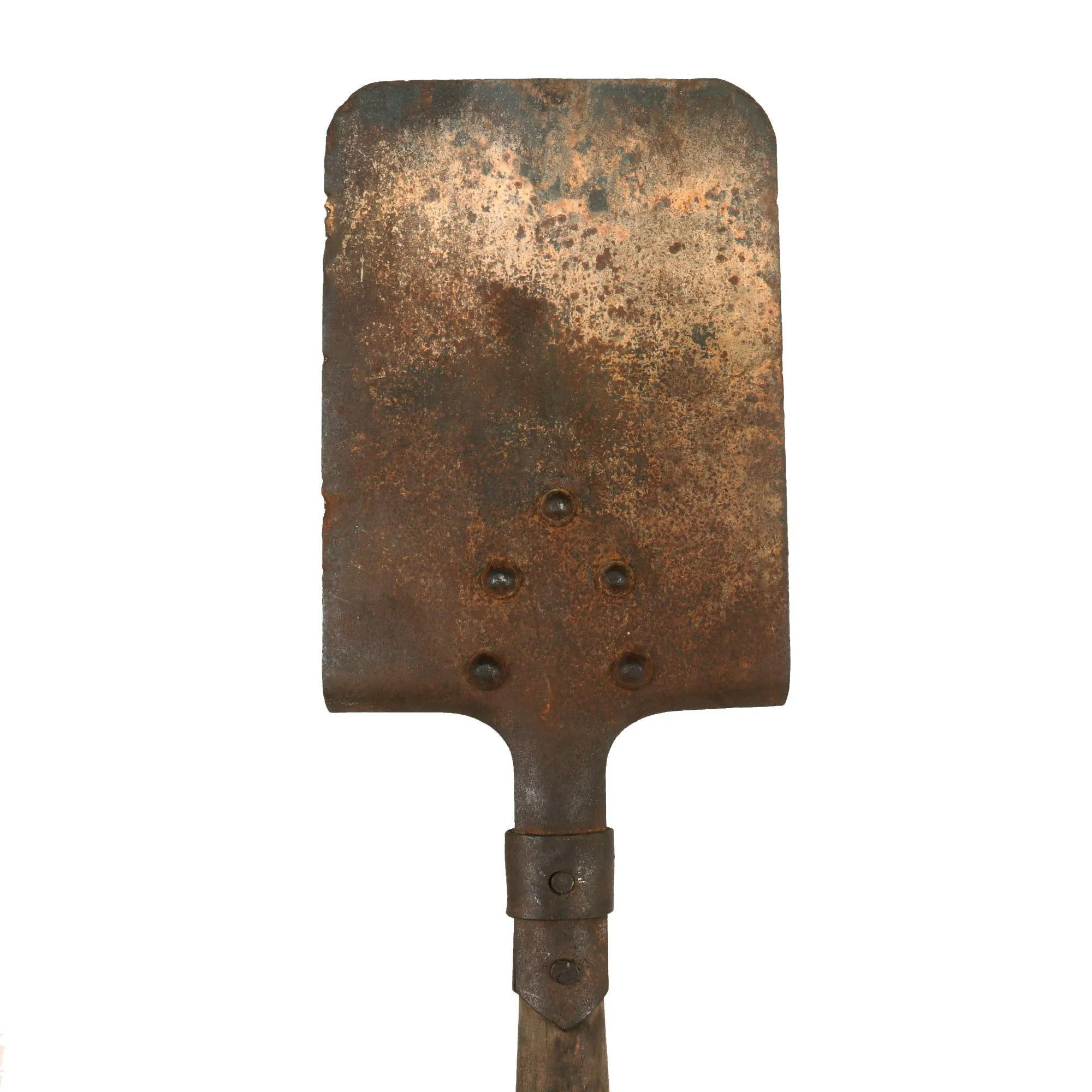 Original German WWII Square Head Entrenching Tool With Preßstoff Carrier by Cottbusser Lederwarenwerk Curt Vogel dated 1943 - Schanzzeug