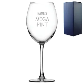 Personalised Engraved Mega Pint Wine Glass, Novelty Gift Modern Design