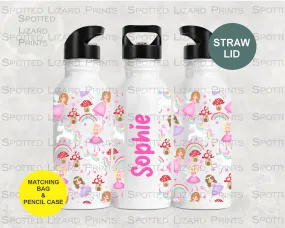 Personalised Fairy and Unicorn Kids Water Bottle l back to school drinks bottle