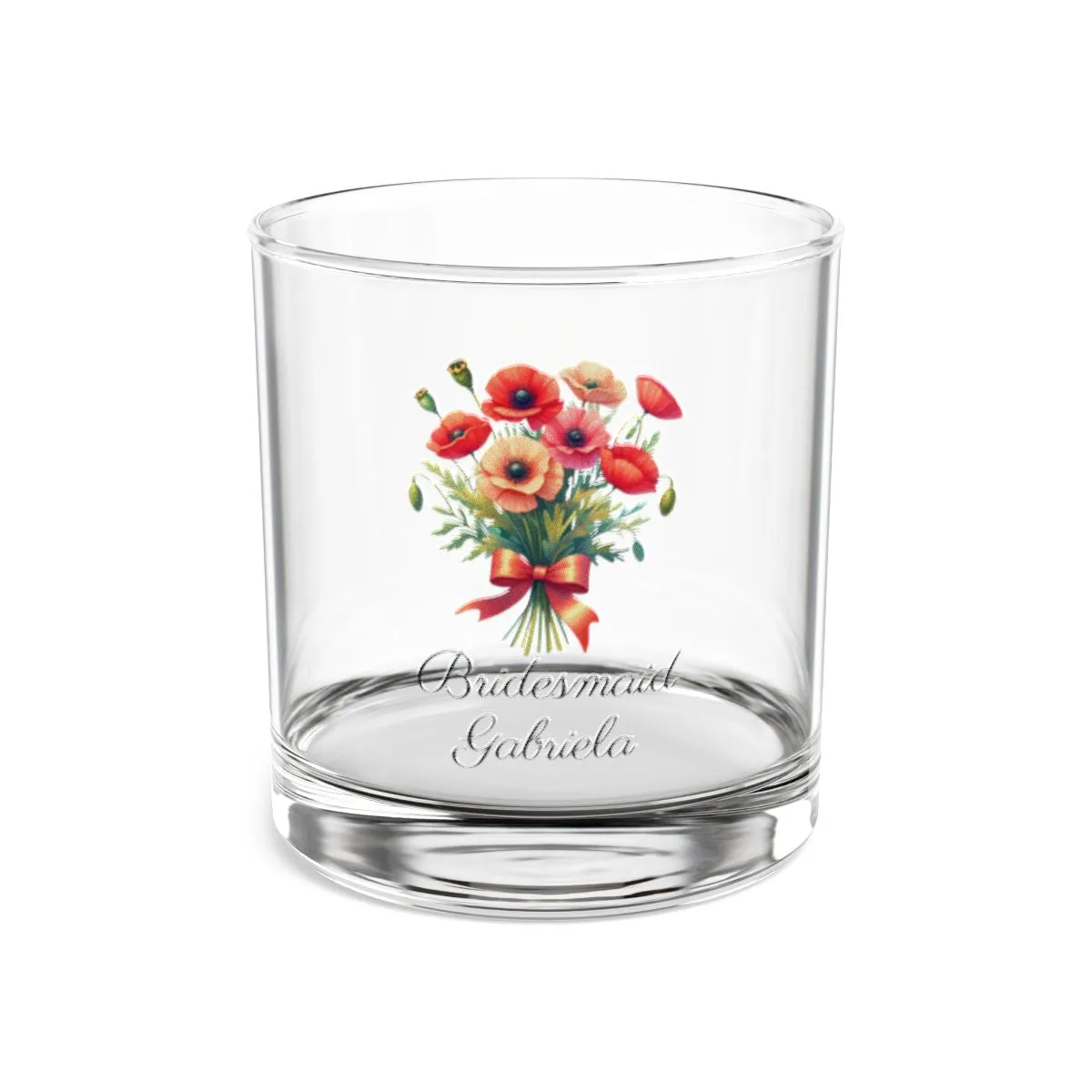 Personalised Floral Bouquet Wine Glass, Stemless Wine Glass, Whiskey Glass, Rocks Glass