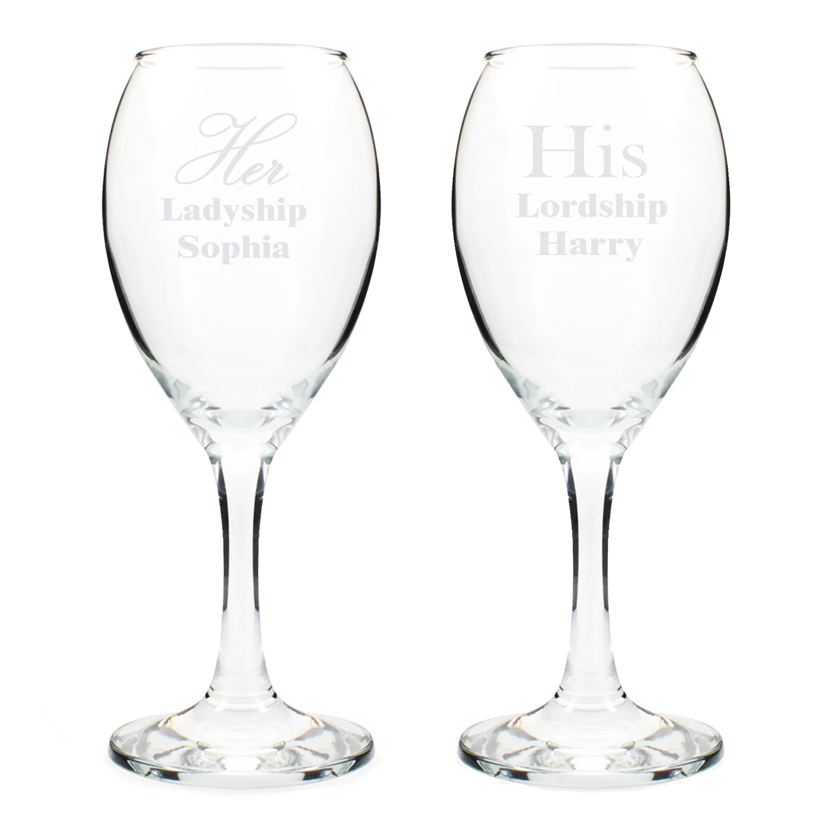 Personalised His & Her Wine Glass Set