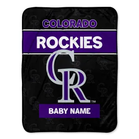 Personalized Colorado Rockies Emblem Baby Pixel Fleece Blanket