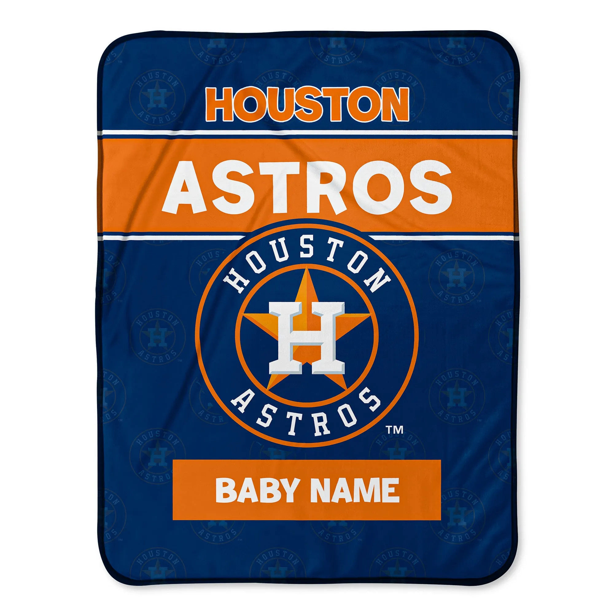 Personalized Houston Astros Emblem Baby Pixel Fleece Blanket