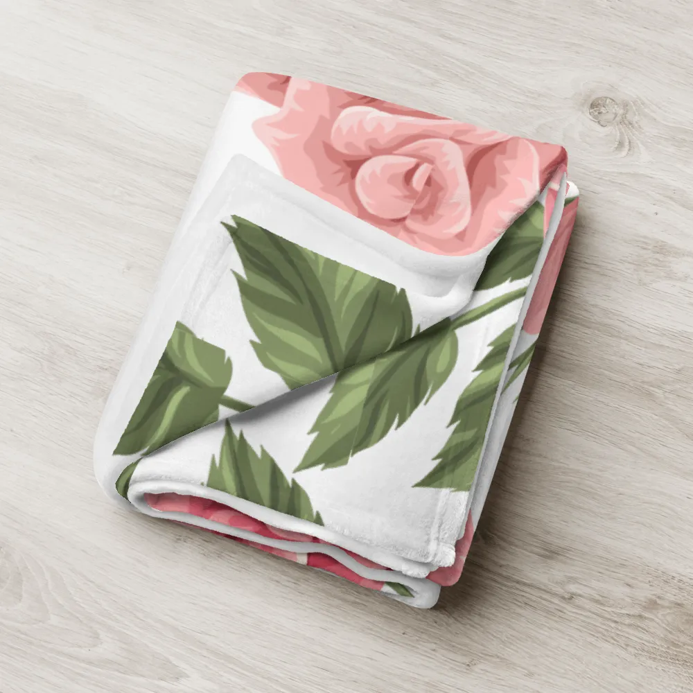 Personalized Letter Romantic Rose Throw Blanket