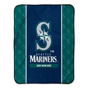 Personalized Seattle Mariners Icon Baby Pixel Fleece Blanket