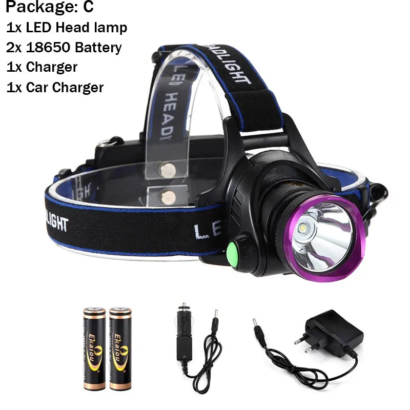 Portable T6 LED Head Lamp Rechargeable Headlight Torch Lantern For Outdoors Hunting Camping Hiking Fishing Light