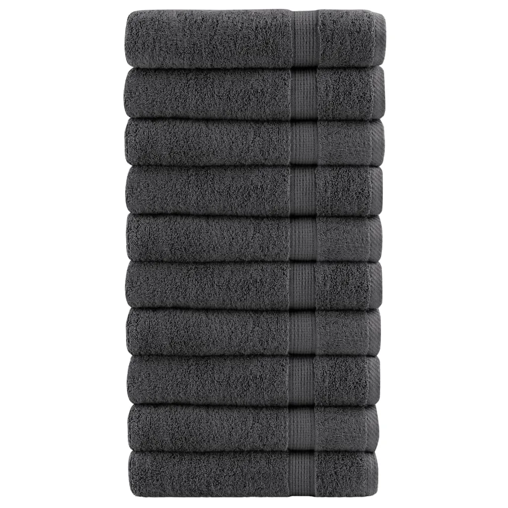 Premium Bath Towels 10pcs Anthracite 100x150cm 600gsm 100% Cotton