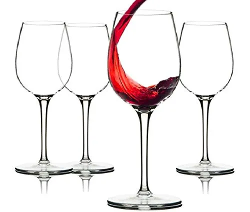 PrimeWorld Rock Red Wine White Wine, Multipurpose Goblet Set, Lead Free Glass, Dishwasher Safe (4)