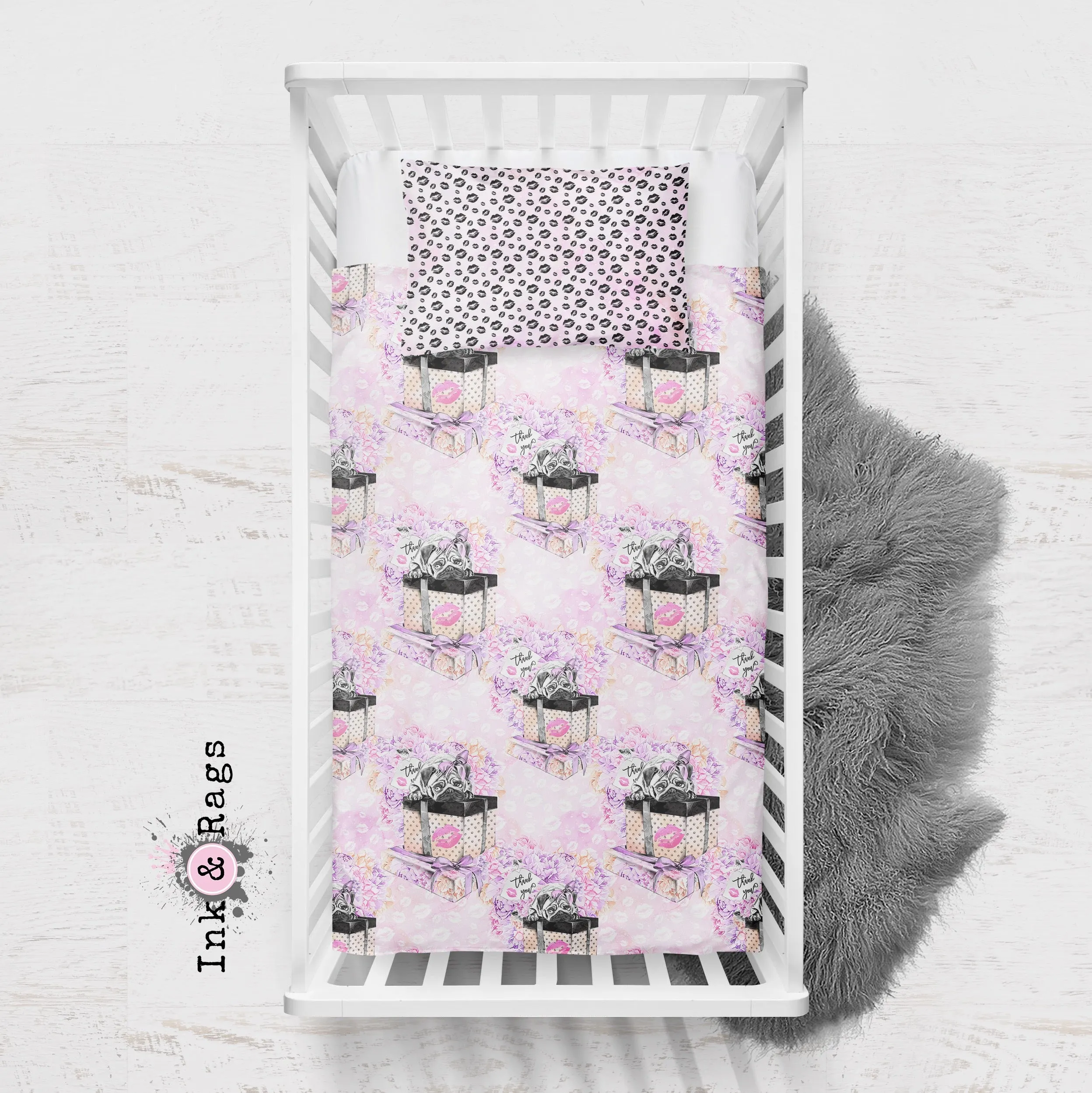 Pug Love A Girls Best Friend Fashion Crib and Toddler Bedding Collection