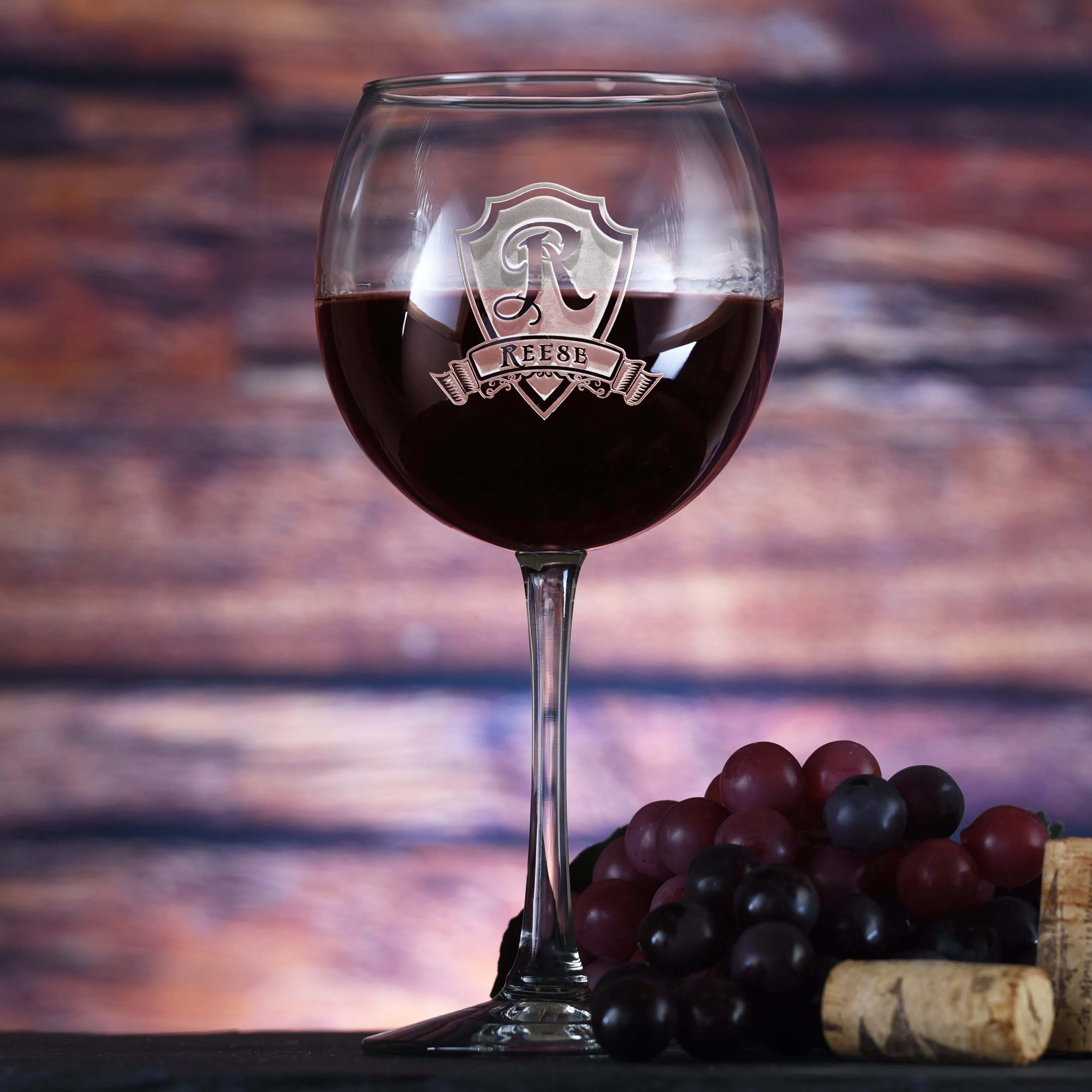 Red Wine Glass, Custom Engraved