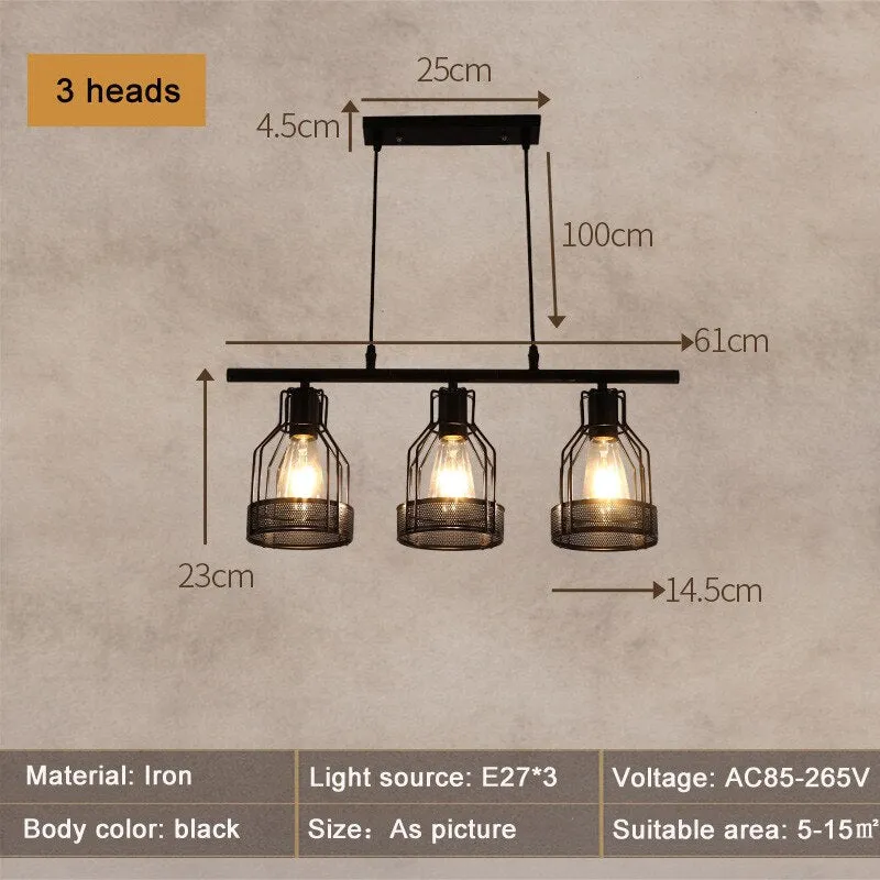 Retro Loft Chandelier 3 Heads 4 Heads 5 Heads Industrial Style Living Room Bedroom Coffee Shop Dining Room Pendant Lamp Black