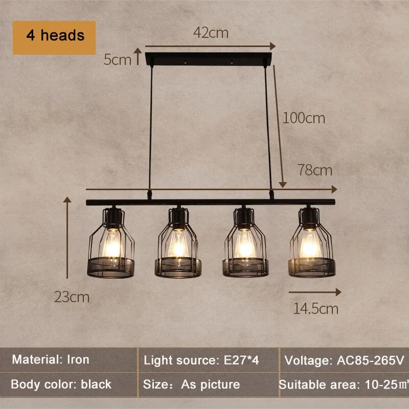 Retro Loft Chandelier 3 Heads 4 Heads 5 Heads Industrial Style Living Room Bedroom Coffee Shop Dining Room Pendant Lamp Black