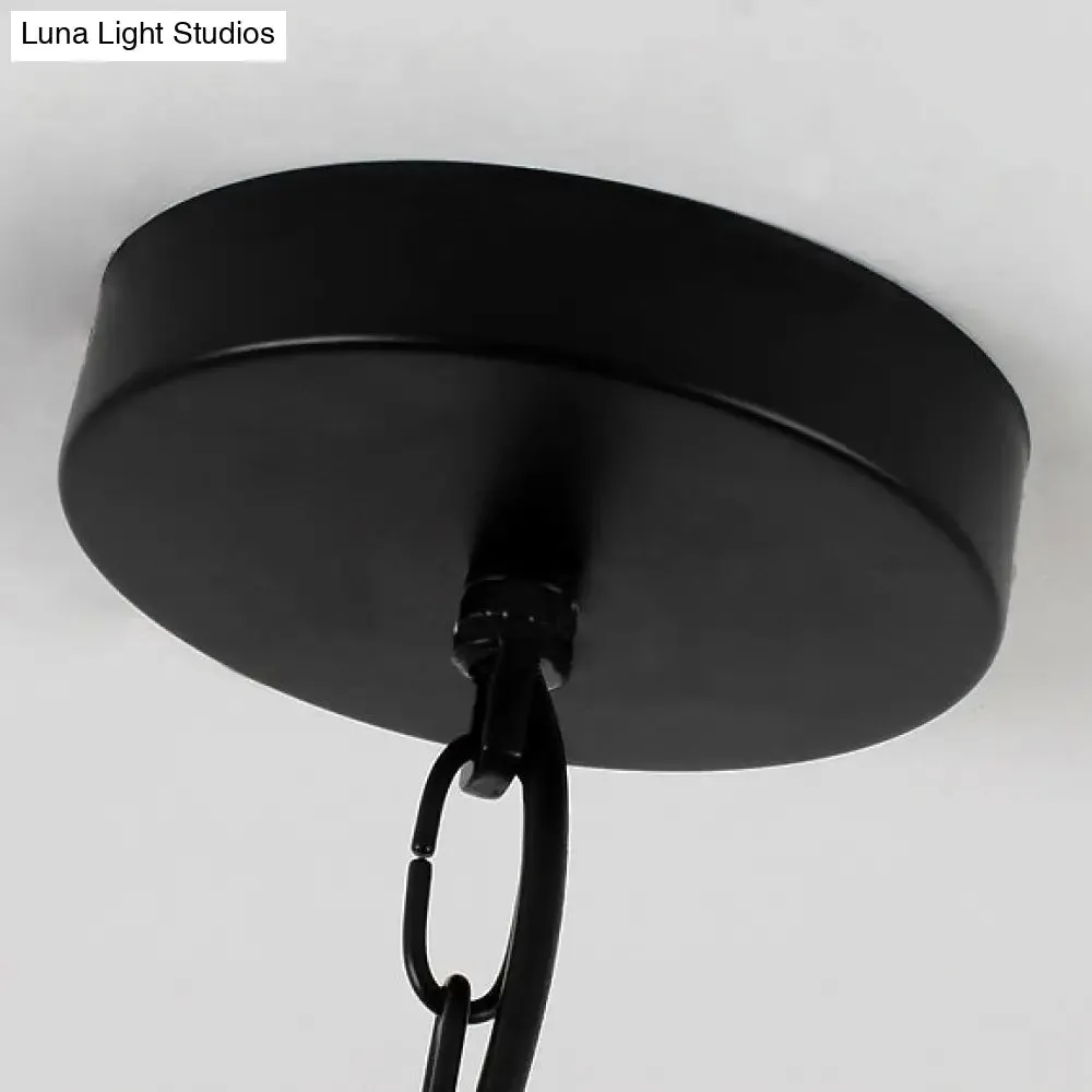 Retro Style 6/8-Light Chandelier with Wire Guard, Black Down/up Ceiling Light and Bell Shade