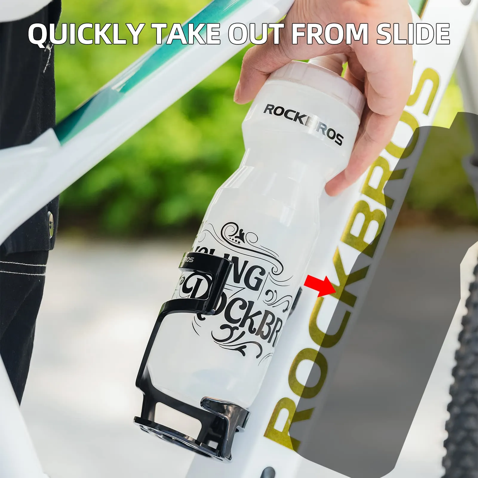 ROCKBROS Lightweight Slide Entry Bike Water Bottle Cage Adjustable Drink Holder