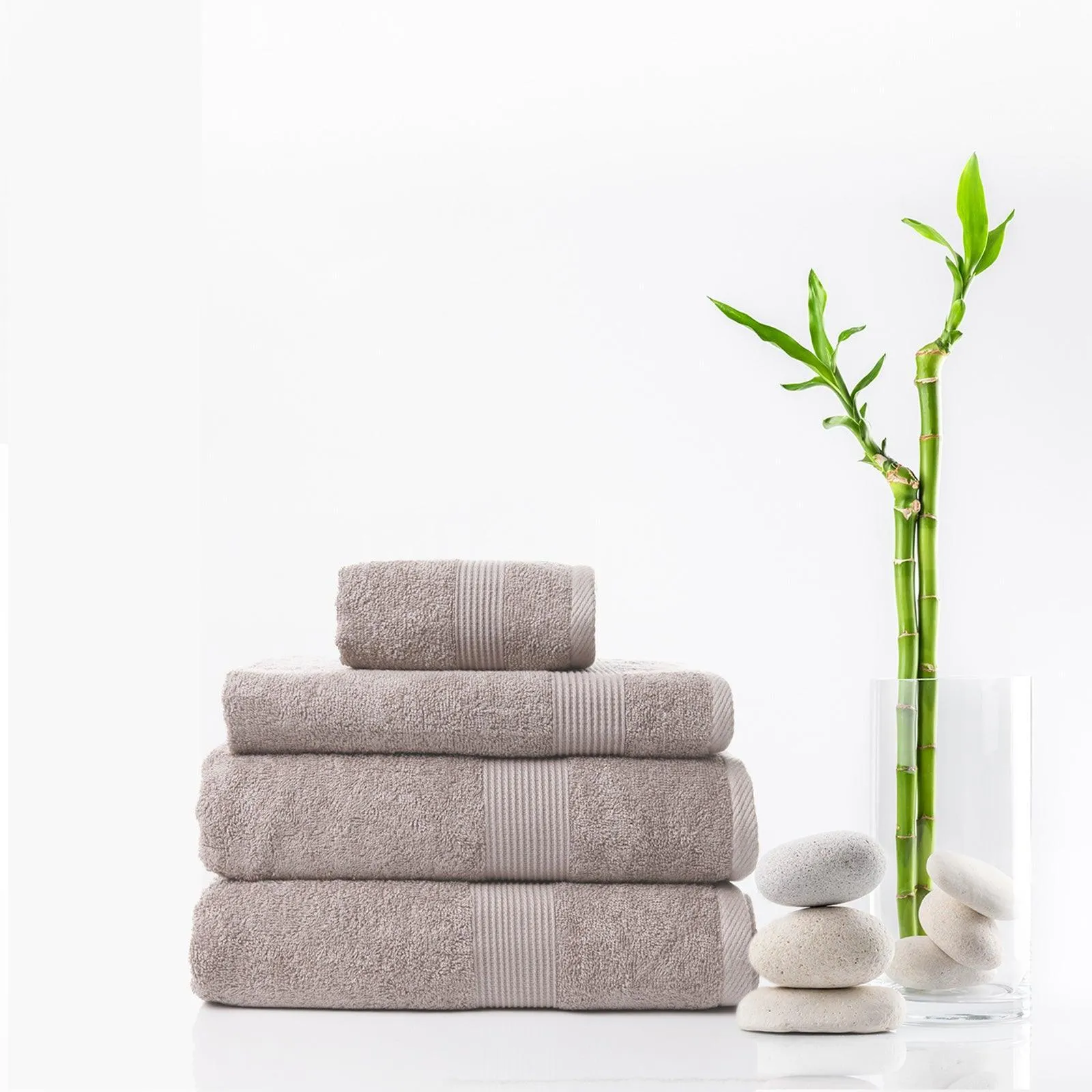 Royal Comfort 4 Piece Cotton Bamboo Towel Set 450GSM Luxurious Absorbent Plush - Champagne