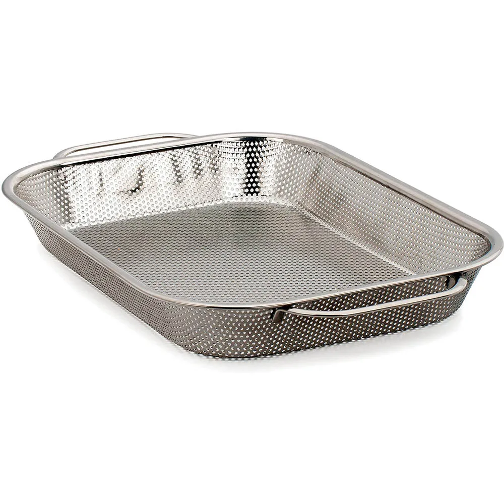 RSVP International BBQ Roasting Pan Precision Pierced Stainless Steel SS BQ-RP