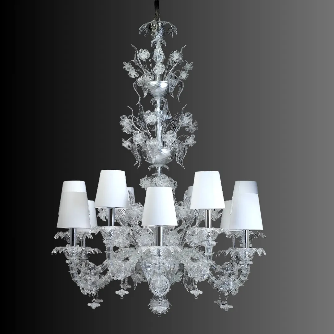 Rylight Luxury Crystal Flower Chandelier With Lampshade