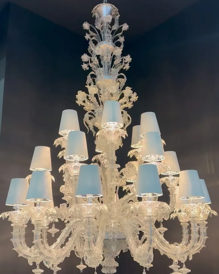 Rylight Luxury Crystal Flower Chandelier With Lampshade