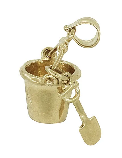 Sand Pail and Shovel Movable Charm in 14 Karat Gold