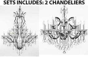 Set Of 2 - 1 19Th C. Baroque Iron & Crystal Chandelier Lighting H 52" X W 41" And 1 19Th C. Baroque Iron & Crystal Chandelier Lighting H 28" X W 30" - 1 Ea 996/25   1 Ea 995/18