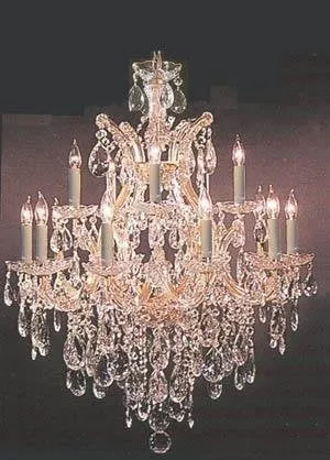 Set of 2-1 Chandelier Crystal Lighting H30" X W28" and 1 Maria Theresa Chandelier Crystal Lighting Chandeliers Dressed with Empress Crystal (Tm) H 50" W 37" - Antique French Gold Color - 21532/12 1   CG/2232/24 1