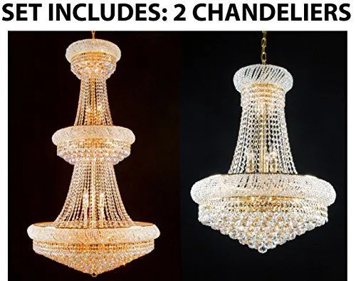 Set Of 2 - 1 For Entryway/Foyer And 1 For Dining Room French Empire Empress Crystal (Tm) Chandeliers Chandelier Lighting - 1Ea Cg/541/32 1Ea Cg/542/15