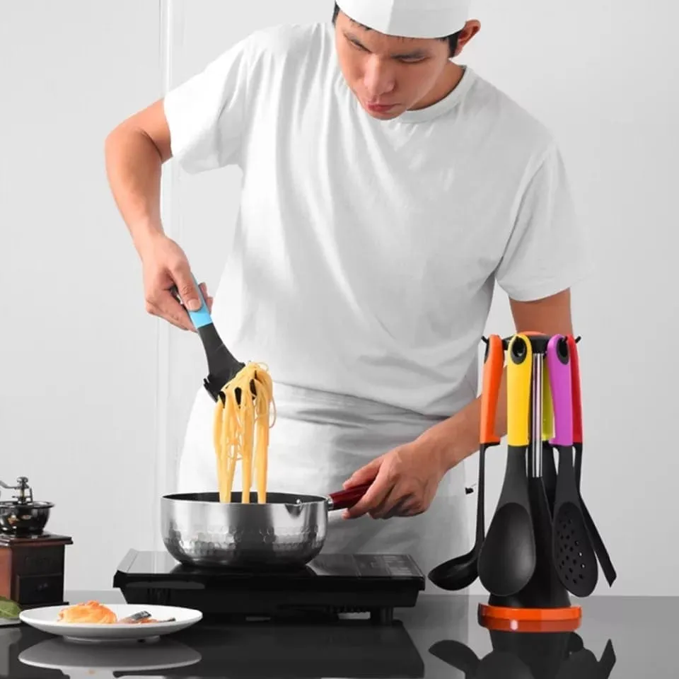 Silicone Cooking Utensils Set With Holder, Non-Stick Pan Heat Resistant Nylon Silicone Baking Set