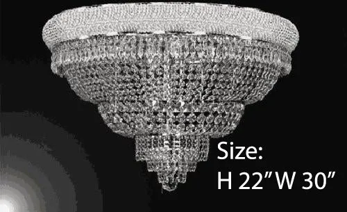 Silver French Empire Crystal Flush Chandelier Lighting H22" W30" - G93-Flush/Silver/448/21