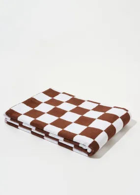 SINGLE LARGE TOWEL - BROWN BIG CHECK