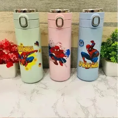 Spiderman push button temperature bottle