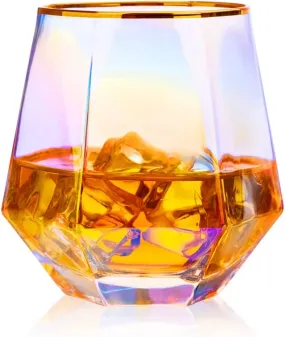 Stemless Wine Glass Diamond Whiskey Glasses Set Of 4