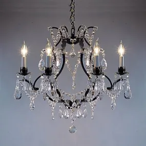 Swarovski Crystal Trimmed Chandelier Wrought Iron Crystal Chandelier H19" X W20" - A83-3030/6Sw