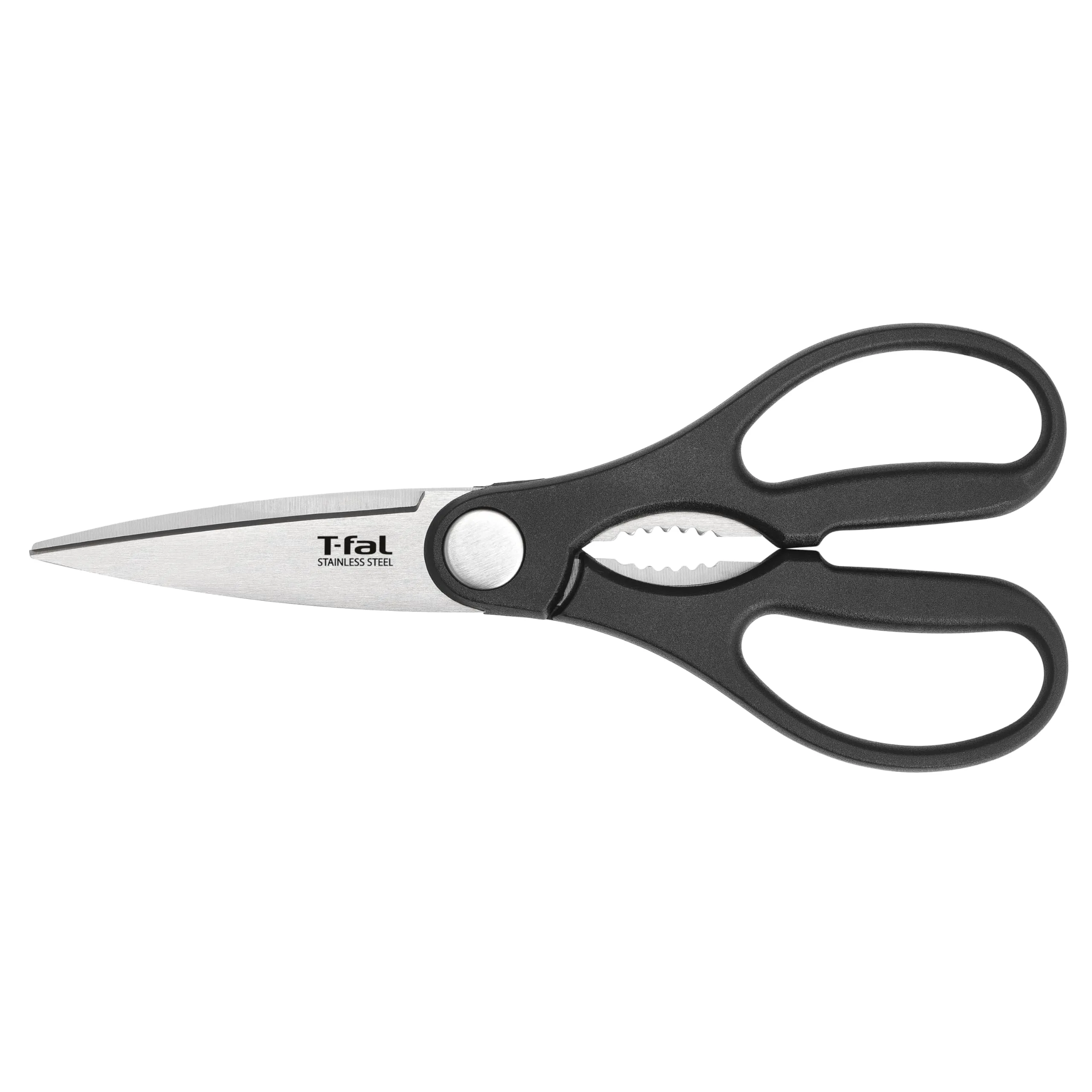 T-fal Ice Force German Stainless Steel Kitchen Scissors 6 Inch, Long Lasting Sharpness, High Cutting Precision, Superior Durability, Ultra Sharp, Cook Tool, Cookware Kitchen Gadget, Home, Black