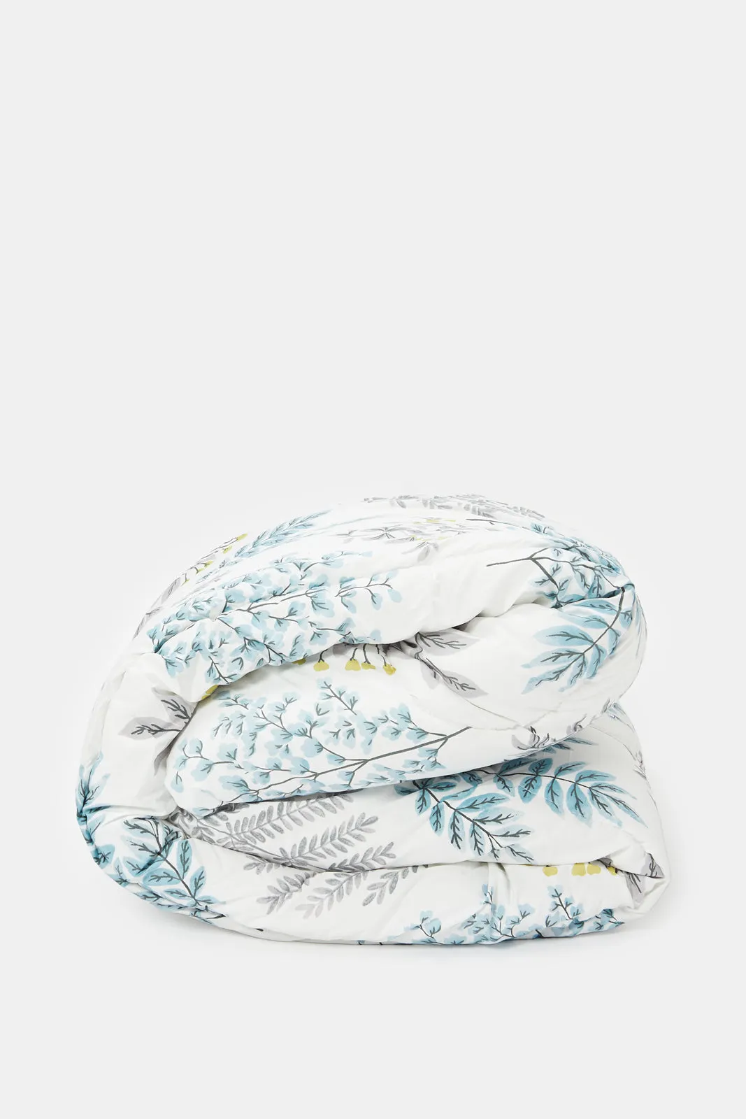 Teal 3 Piece Leaves Printed Comforter Set (Single Size)