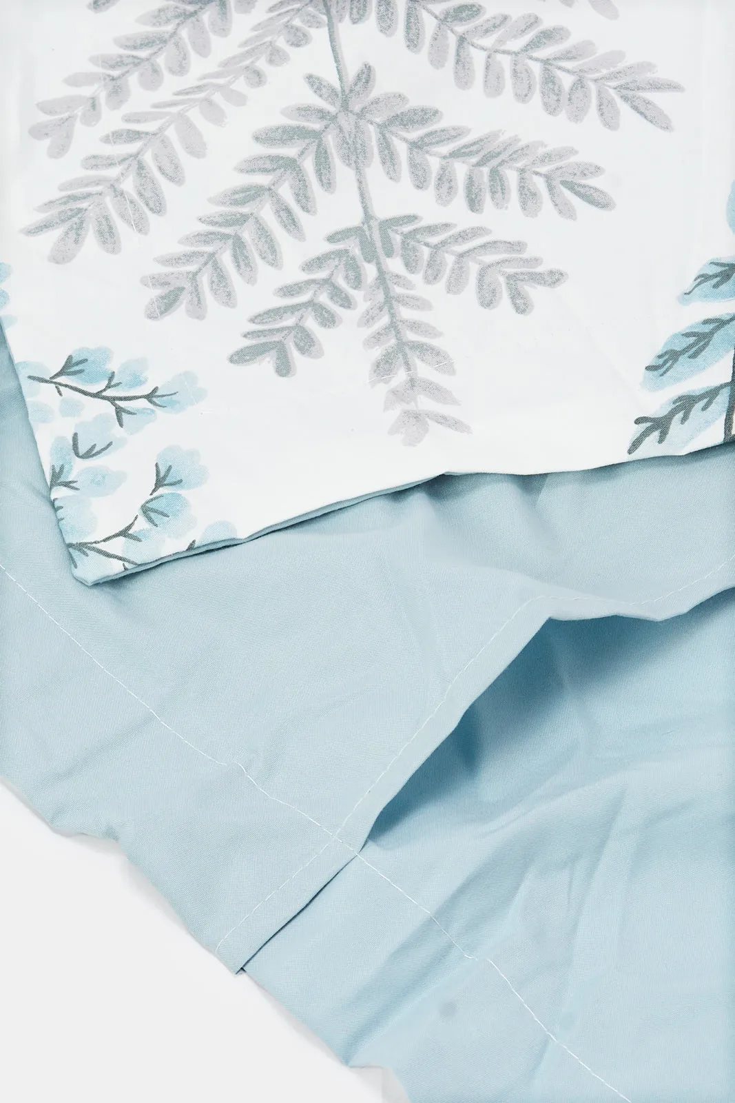 Teal 3 Piece Leaves Printed Comforter Set (Single Size)