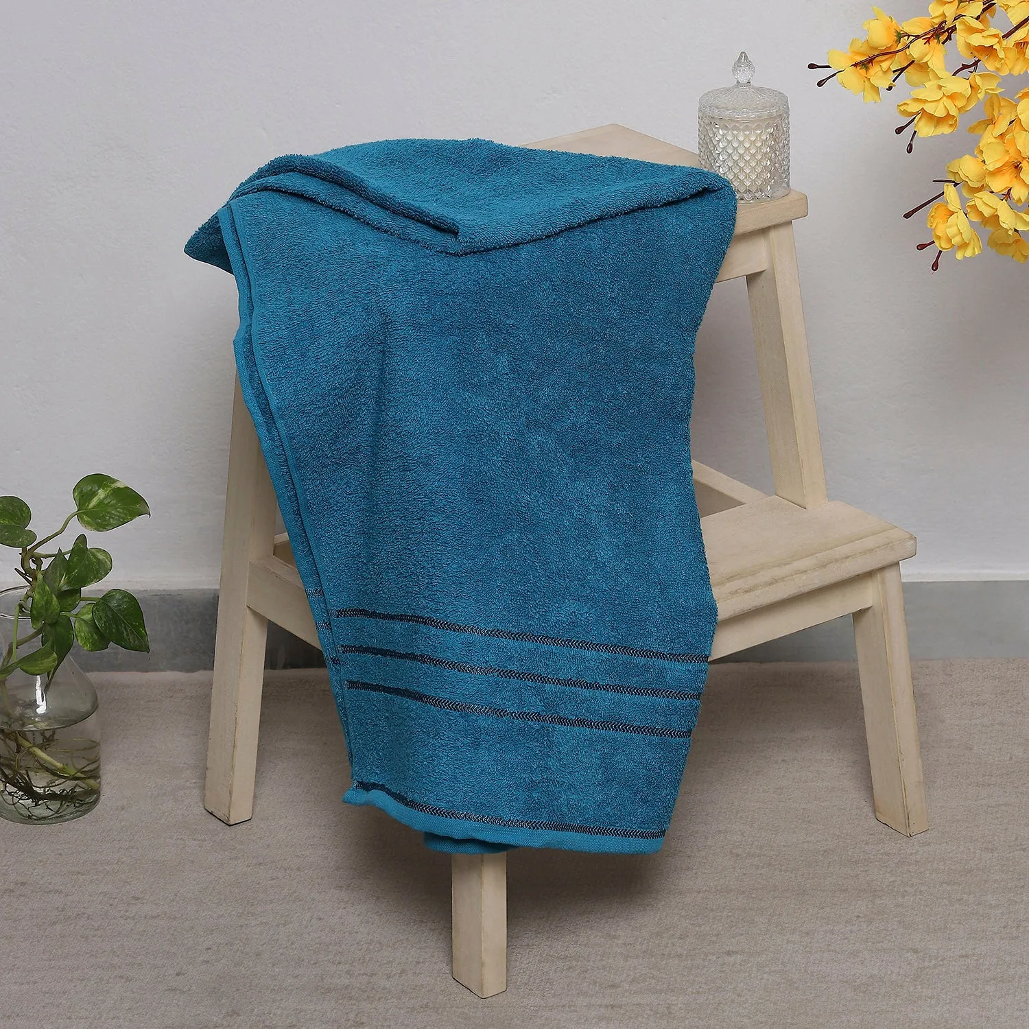 Teal Blue Cotton 350 GSM Bath Towel