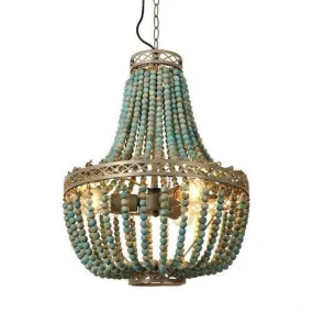 TEEK - Modern Vintage Blue Wooden Beads Chandelier