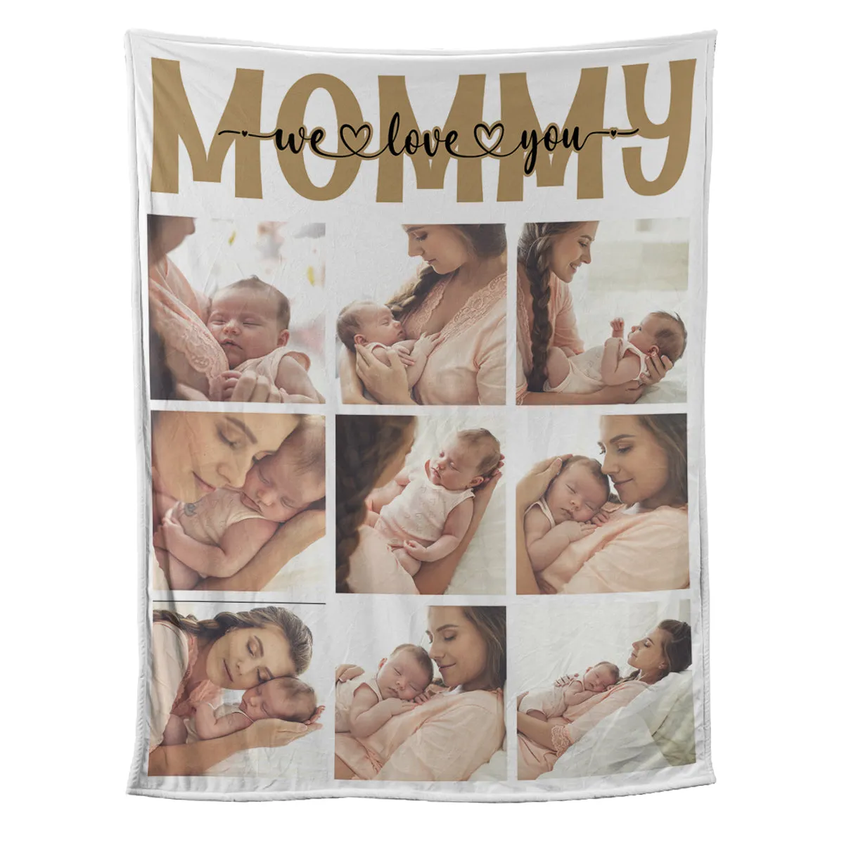 Teesdily | First Mother'S Day Customize Blankets With Photos We Love You Mommy Travel Blanket Mothers Day Photo Collage Blankets Family Keepsake