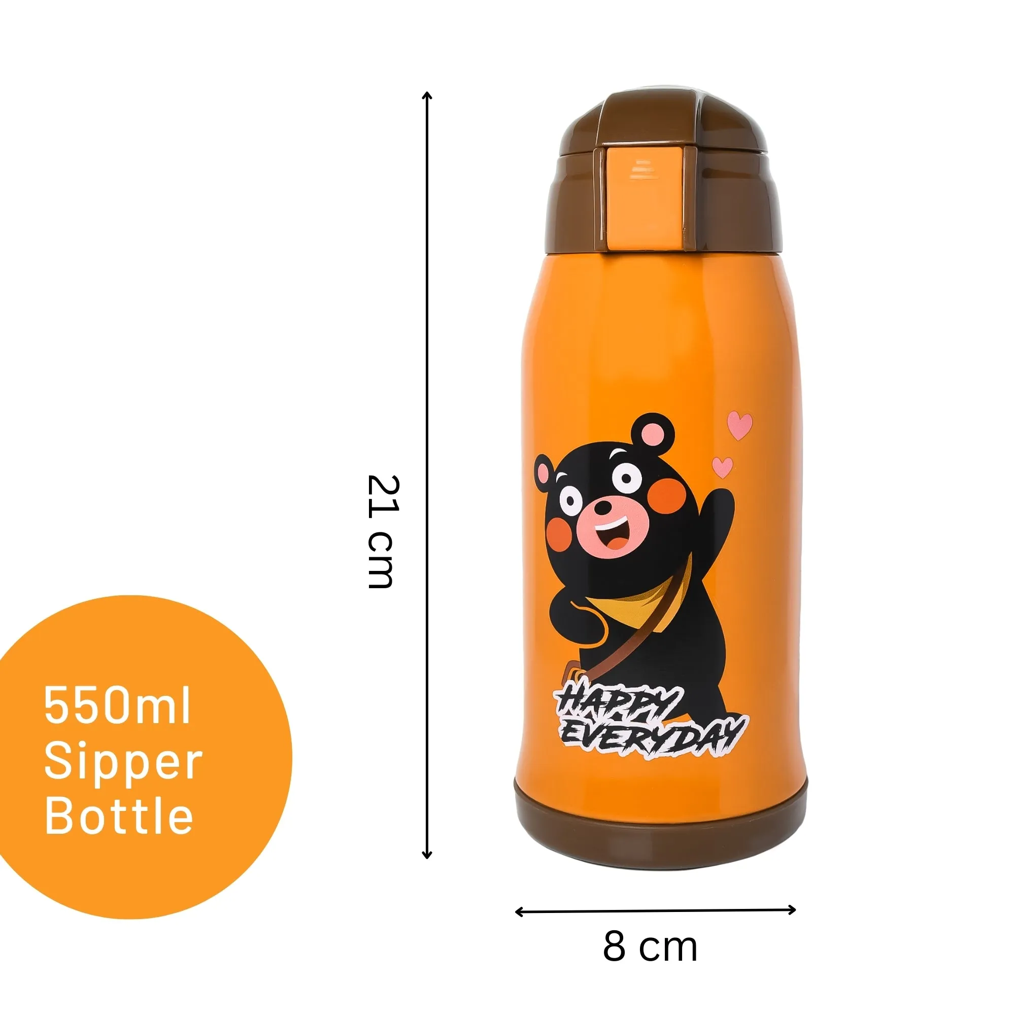 THE LITTLE LOOKERS Stainless Steel Insulated Sipper Bottle for Kids/Sipper School Bottle/Sipper Bottle with Straw/Travelling Water Bottle for Kids with Pop Up Straw (Pink,550ml)