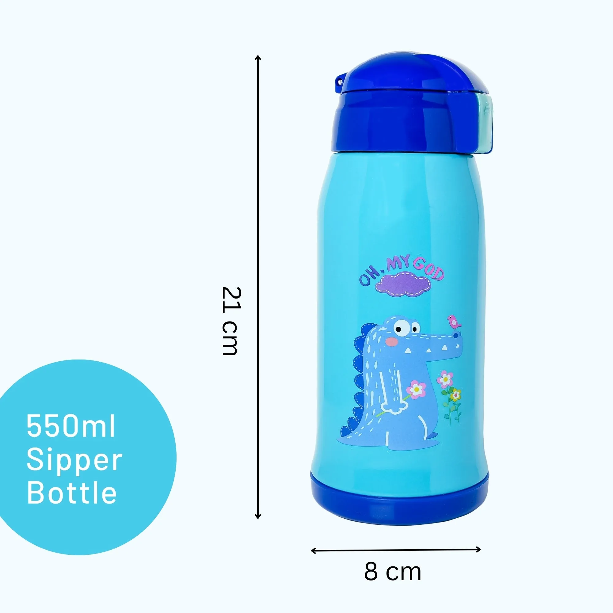 THE LITTLE LOOKERS Stainless Steel Insulated Sipper Bottle for Kids/Sipper School Bottle/Sipper Bottle with Straw/Travelling Water Bottle for Kids with Pop Up Straw (Pink,550ml)