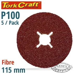 TORK CRAFT FIBRE DISC 115MM 100 GRIT 5/PACK ABR51100