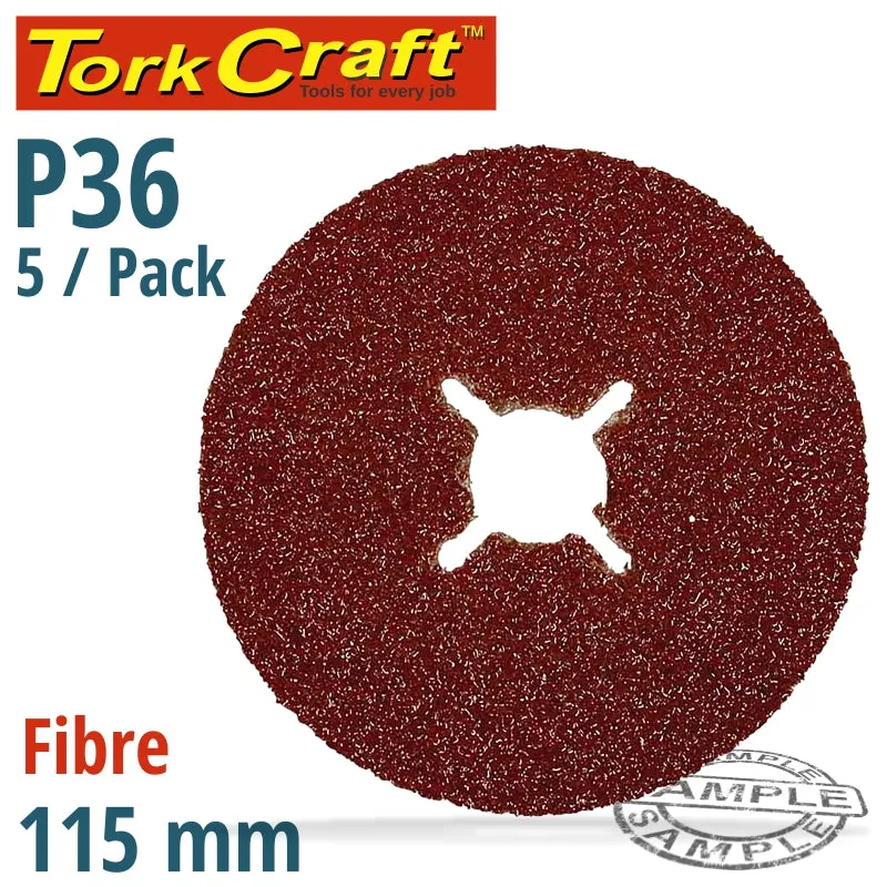 TORK CRAFT FIBRE DISC 115MM 36 GRIT 5/PACK ABR51036