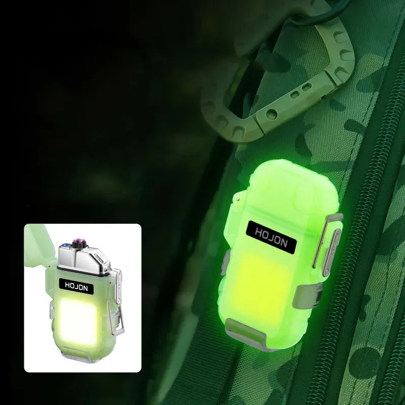 USB Rechargeable Outdoor Camping Lanter Lighters Electric Torch Waterproof Lighter Plasma Dual ARC Windproof Lighter Flashligh