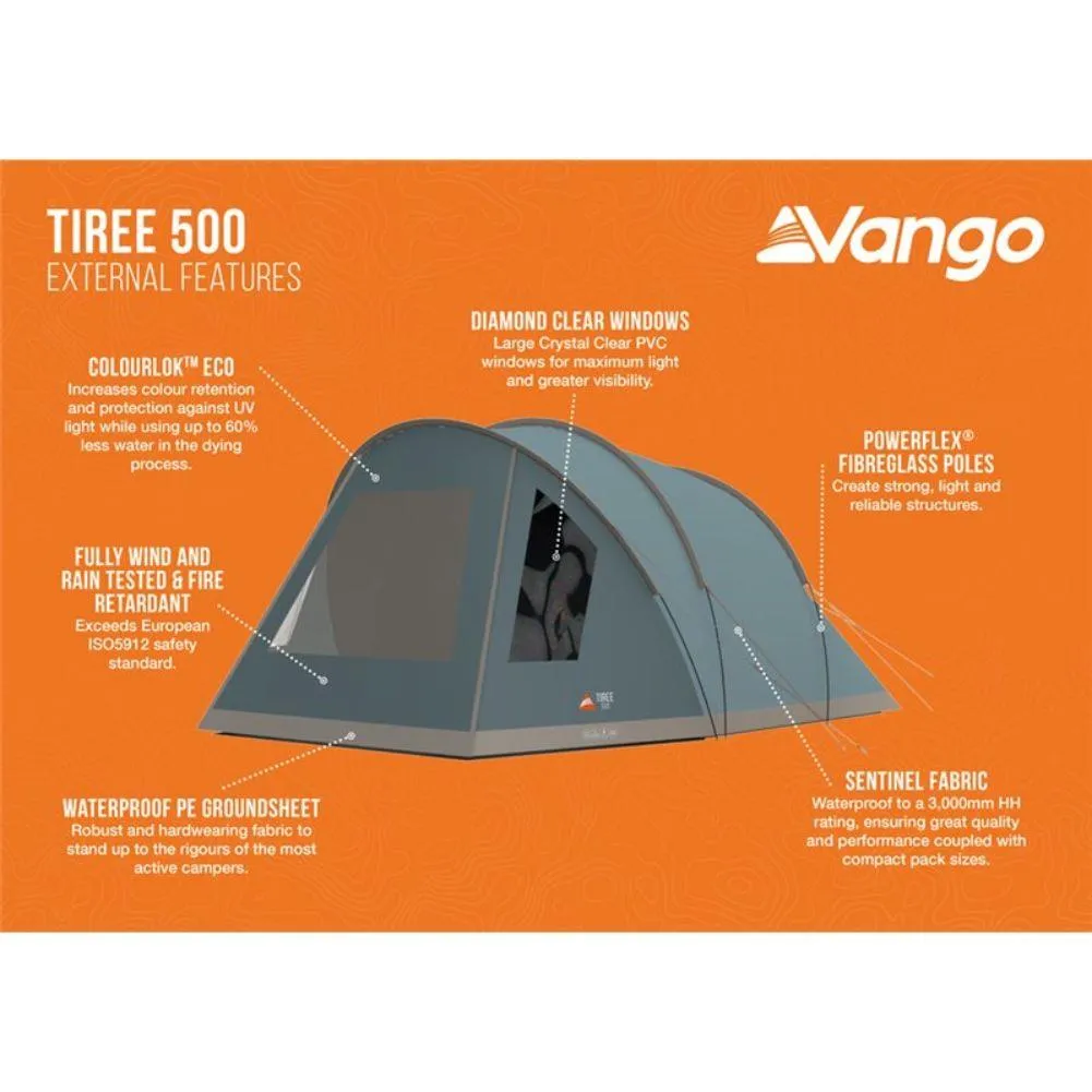 Vango Tiree 500 Tent - 5 Man Tent (Mineral Green)