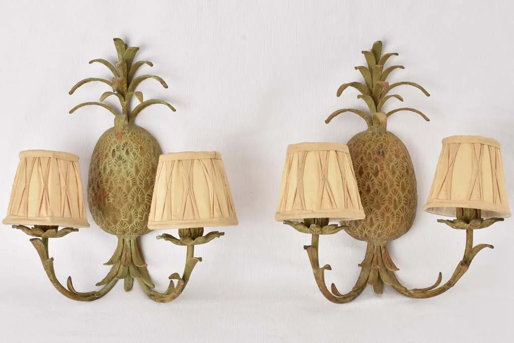 Vintage pineapple chandelier & pair appliques 18"